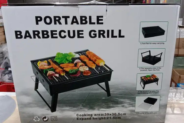 Folding Portable Outdoor Barbeque Charcoal Grill Oven Black Carbon Stee