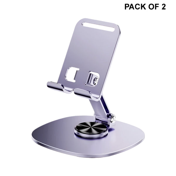 Pack of 2 – K72 Metal Collapsible Telescopic Bracket 360° Rotating Foldable Adjustable Mobile & Tablet Stand